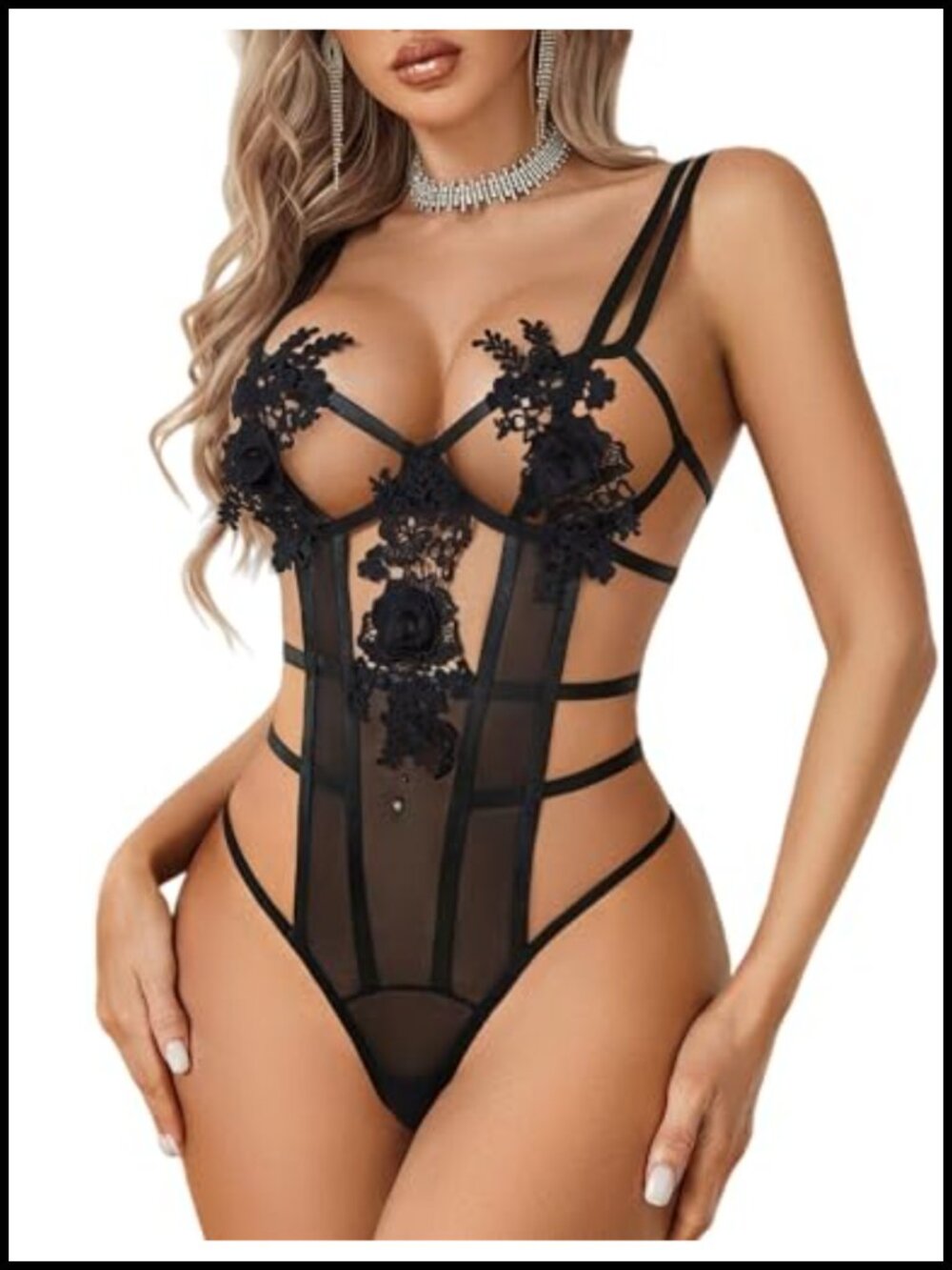 Avidlove Deep V Lace Teddy Bodysuit Cut Out One Piece Lingerie